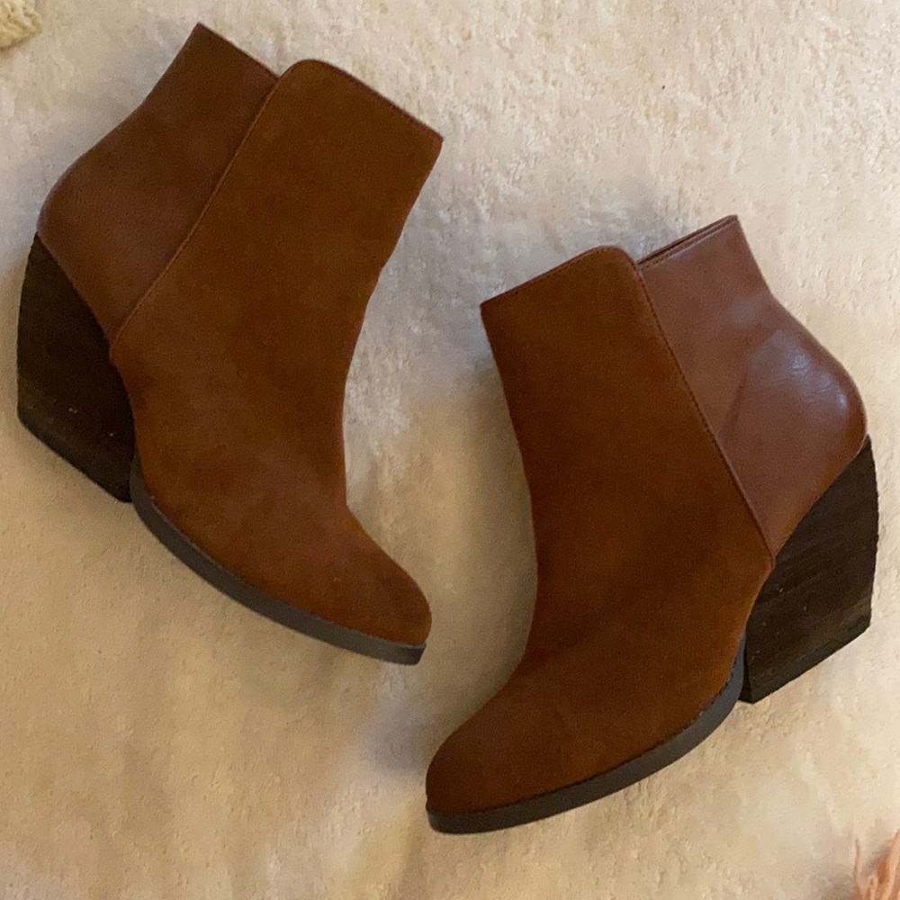 Very Volatile leather & suede wedge bootie